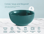 KooK Soup Bowls, Cereal Bowl, Ceramic, Bowls for Kitchen, Microwave, Dishwasher and Freezer Safe, Porcelain Dishes for Pasta, Salad, Oatmeal, Deep Interior, 20 oz, Set of 6, (Teal)