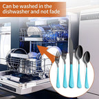 20 Piece Black Sky Blue 18/0 Flatware Utensil Set for 4, Include Dinner Knife,Dinner Forks,Dinner Spoons,Salad Forks,Teaspoons,Silverware Set for 4, Dishwasher Safe