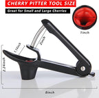 Cherry Pitter, Stainless Steel Olive and Cherries Pitters Corer Tool with Space-Saving Lock Design, Multi-Function Fruit Pit Remover for Cherry Jam (Black)