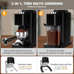 Conical Burr Espresso Coffee Grinder Electric, Coffee Bean Grinder for Home Use Upgraded 48 Grind Settings, 35s Precision Timer, Anti-Static for Pour Over/Drip/French Press, Stainless Steel Black