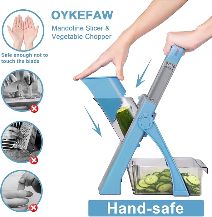 Safer Mandoline Slicer For Kitchen, Thickness Adjustable Onion Vegetable Chopper, French Fry Cutter, Potato Vegetable Slicer, Multifunctional Kitchen Food Fruit Chopper