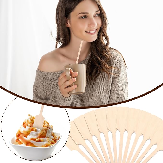 Bokon 600 Pieces 6.3 Inch Coffee Stir Sticks Wooden Kayak Paddle Shaped Sticks Coffee Stirrers Wood Wooden Stirrer Hot Cocoa Stir Sticks for Tea, Honey, Hot and Cold Drinks