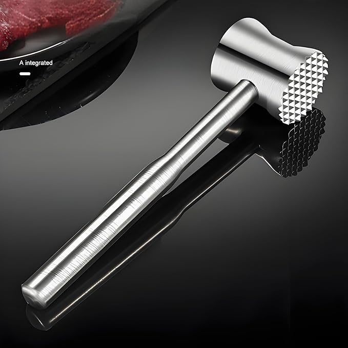 304 Stainless Steel Meat Tenderizer Mallet - Dual-Sided Meat Pounder Hammer for Tenderizing and Flattening Meat - Kitchen Essentials Meat Beater Tool with Comfort Grip Handle