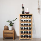6 Tier Wine Rack Freestanding Floor, 24-Bottle Bamboo Wine Storage Shelf Display Rack with Table Top for Kitchen Bar Cellar
