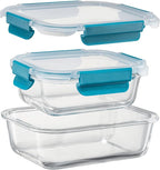 GC Glass Food Storage Containers with Airtight Lids-Glass Meal Prep Containers/Bento Box/Microwave Freezer Dishwasher Safe-Glass Lunch Box for Kitchen,Stackable,Large Capacity, BPA Free