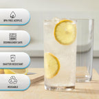 Zulay Kitchen Acrylic Glasses Drinkware - 4 Piece Unbreakable Plastic Tumblers - BPA-Free, Reusable Plastic Drinking Glasses for Home & Outdoors - Stackable, Lead-Free & Dishwasher Safe - (16 oz)