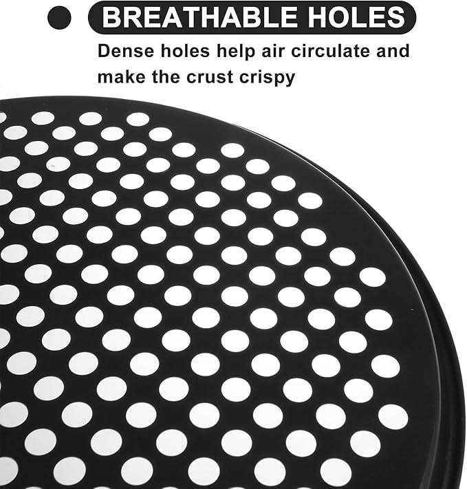 6 Pack 12 Inch Pizza Pan for Oven Round Pizza Pan with Holes Large Pizza Tray Set Carbon Steel Non Stick Pizza Plates Perforated Pizza Baking Sheet Personal Metal Platter for Grilling, Cooking