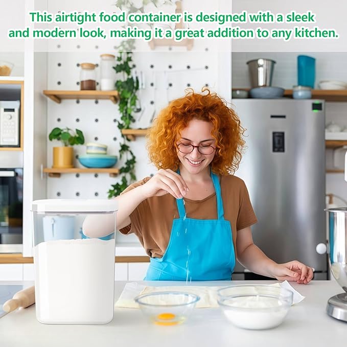 Airtight Flour Rice Storage Container with Pop-up Lid - 6 Qt | 11 Lbs Crystal-Clear Plastic Bread Container, Tall and Slim Storage Bin Fit for Kitchen Pantry Organization