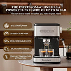 20 Bar Espresso Machine, Cappuccino Machines with Milk Frother Steam Wand, Latte Machine for Home&Barista, Automatic Shut-off Function