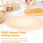 Pizza Stone 5 PCS Set, 15 Inch Large Round Pizza Stone Set for Oven & Outdoor Grill with Metal Pizza Peels & Cutter Rocker, 0.6'' Thickened Stone Pizza Pan, Grill Baking Stone for Pizza, Bread