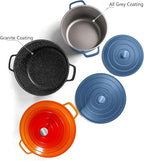 Large Dutch Oven Pot with Lid-7.5QT Cast Aluminum Oven Pot with Two Handles Lightweight for Bread Baking Braising and Roasting(Blue)