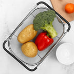 Premium Quality Over The Sink Stainless Steel Oval Colander with Fine Mesh 6 Quart Strainer Basket & Expandable Rubber Grip Handles - Strain, Drain, Rinse Fruits, Vegetables1