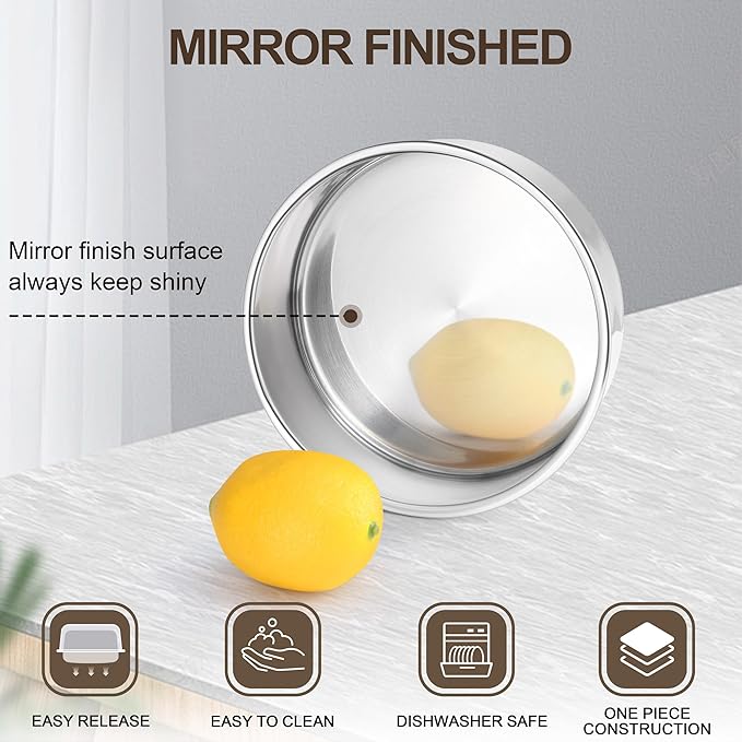 Homikit Round Cake Pan Set of 3, 8 Inch Stainless Steel Layer Cake Tins for Baking, Mirror Finish Bakeware for Wedding Birthday Baby Shower Party, Oven & Dishwasher Safe