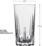 Glaver's Highball Glass Cups. Set of 10 Elegant Diamond Cut Drinking Glasses. Classic 15 oz Bar Glasses. Tall Kitchen Glass for Water, Old Fashioned, Juice, Beer, Cocktails.