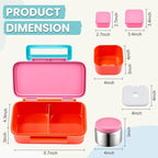 Kids Lunch Bento Box with Thermo Ice Pack Food Container with Insulated Lunch Bag, Insulated Water Bottle with Straw for Girls Boys,Pink