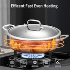 DELARLO Tri-Ply Stainless Steel 5.5QT Saute Pan With Lid Nonstick 12 Inch Deep Frying Pan Double handle, Induction Large Skillet Cooker Pan Dishwasher & Oven Safe