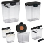 Progressive ProKeeper Baker's Airtight Kitchen Storage Canister Container Set for Flour, Sugar & More, Keeps Ingredients Fresh, with Accessories (Black, 6- Piece)
