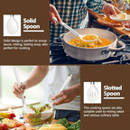 P&P CHEF White Kitchen Cooking Utensil Set of 4, Silicone Solid Spatulas Slotted Spoons Turners for Non-stick Cookware Flipping Mixing, Heat-proof