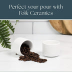 Folk Ceramics Leonard Ceramic Espresso Cups | Modern Stackable Demitasse Mugs for Espresso | Thick Walled, Handleless, Durable, Dishwasher & Microwave Safe | Set of 2, 3oz | Whisper White