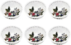 Portmeirion Holly and Ivy 8-Inch Salad Bowls (Set of 6) - Festive Earthenware for Christmas Dining, Ideal for Salads, Sides, Desserts - Microwave, Dishwasher, Freezer Safe - Seasonal Tableware