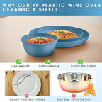 Pastel Plastic Dinnerware Set – 40-Piece Reusable Plates and Bowls Set for 8, Unbreakable Dishes with Cups, Knives, Forks, Spoons for Camping, Picnic, Kids, and Everyday Use