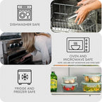 Razab 6 PC Square Glass Food Storage Containers with Airtight lids (74, 40 & 27 oz) Kitchen Glass Meal Prep Containers Set for Freezer Reusable Leftover Lunch Boxes, Oven, Microwave, Dishwasher Safe