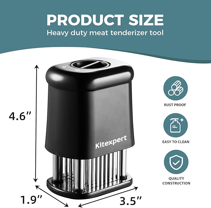 KITEXPERT Meat Tenderizer Tool with 56 Stainless Steel Ultra Sharp Needle Blade, Durable Meat Tenderizer with Safety Lock, Chicken Tenderizer for Beef, Steak, Meat Tenderizer Machine
