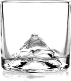 LIITON The Peaks Heavy Crystal Whiskey Glasses Gift Set of 4, Thick Freezable Bourbon Glass 1lb Each, Premium Whiskey Gifts for Men, Frozen Crystal Chills Cocktails, 10 oz