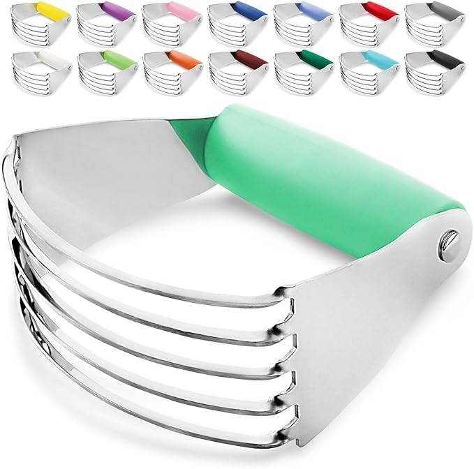Zulay Kitchen Dough Blender - Stainless Steel Pastry Cutter, Heavy Duty Dough Cutter With Blades, Pastry Blender And Butter Cutter - Pastry Cutter For Baking (Mint)