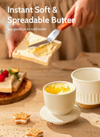 Sweese French Embossed Butter Crock with Lid - Elegant Floral Relief Design & Water Reservoir - White Countertop Butter Keeper