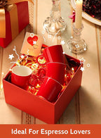 Sweese 3.5oz Porcelain Espresso Cups Set of 4, Mini Coffee Mugs Demitasse Cups - Red