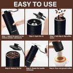 Manual Coffee Grinder – Stainless‑Steel Burr, Adjustable Coarseness, Portable Hand Mill with Cleaning Brush
