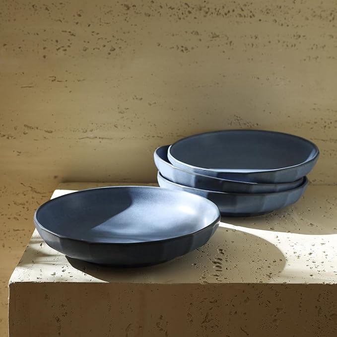 Stone Lain Rio 4-Piece Pasta Bowl Set Stoneware, Blue