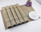 PIGCHCY Placemats Heat Resistant Non Slip Plastic Table Mats Washable Easy to Clean Woven Vinyl Kitchen Durable Placemats for Dining Table Set of 4 (Beige)