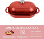Premium Enameled Cast Iron Dutch Oven for Bread Baking | Non-Stick 5QT Oval Bread Oven with Lid | Perfect for Sourdough, Loaf, and Artisan Baking (Red, 5 QT)