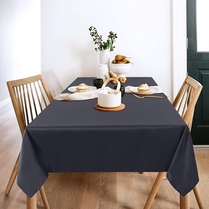 sancua 2 Pack Dark Grey Tablecloth 60 x 84 Inch, Rectangle 4 Feet Table Cloth - Stain and Wrinkle Resistant Washable Polyester Table Cover for Dining Tables, Buffet Parties and Camping