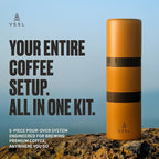 Nest Pour Over Coffee Kit | Coffee Maker for Camping | All-In-One Travel Pour Over | Transportable Dripper, Two 10oz Stainless Steel Travel Mugs | Compact Storage & Adventure Ready | Sahara