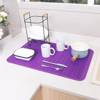 Silicone Dish Drying Mat for Multiple Usage,Easy clean,Eco-friendly,Heat-resistant Silicone Mat for Kitchen Counter or Sink,Refrigerator or Drawer Liner Purple 3XL 28 inches x 18 inches