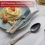 20-Piece Black Silverware Set 18/0 Stainless Steel Flatware Brown Handle Cutlery Set Service for 4 Dinner Knives Forks Spoons Set Mirror Finish Dishwasher Safe