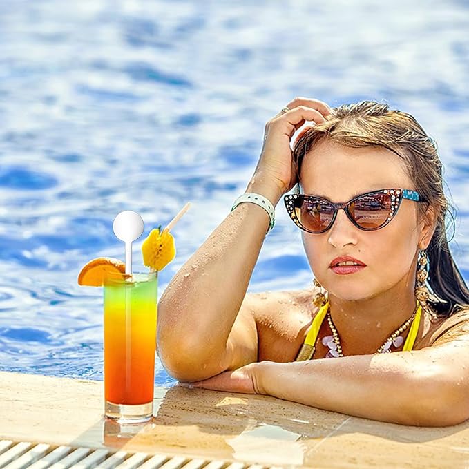 200 Pcs Cocktail Swizzle Sticks, 7.3inch Clear Coffee Stirrers Disposible Plastic Swizzle Sticks for Drink Black Disc Top Drinks Mixing Rod for Coffee Whiskey Beverage