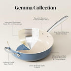 Redchef Ceramic Saute Pan with Lid, Nonstick Deep Frying Pan, 5QT Jumbo Cooker with Helper Handle & Lid, Non Toxic Ceramic Cooking Pan, Chef Pan, Dishwasher & Oven Safe, PFAS PFOA & PTFE Free（Blue）