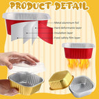 Aoriher 150 Pieces 10 oz Mini Cake Pans with Lids Aluminum Foil Baking Cups Square Disposable 4" x 4" Large Cupcake Cups Baking Tins for Kitchen Brownie Pudding Desserts Holders(Multicolor)