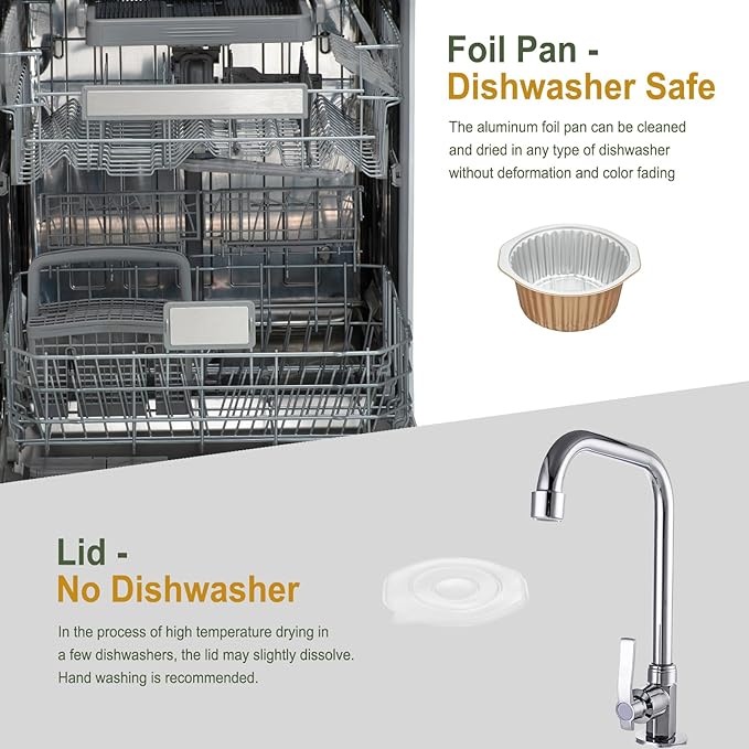 7" Extra-Deep Aluminum Foil Pans with Integrated Handles and Snap-On Lids (5 pcs) | 2X Thickness Heavy-Duty Reusable Tin for Baking and Cooking