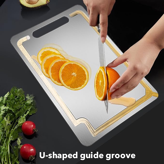 Titanium Cutting Board -100% Pure Titanium Cutting Boards For Kitche,Easy to clean, Double-sided food-grade Cutting Board camping For Meats, Fruits And Vegetables 12 * 8IN