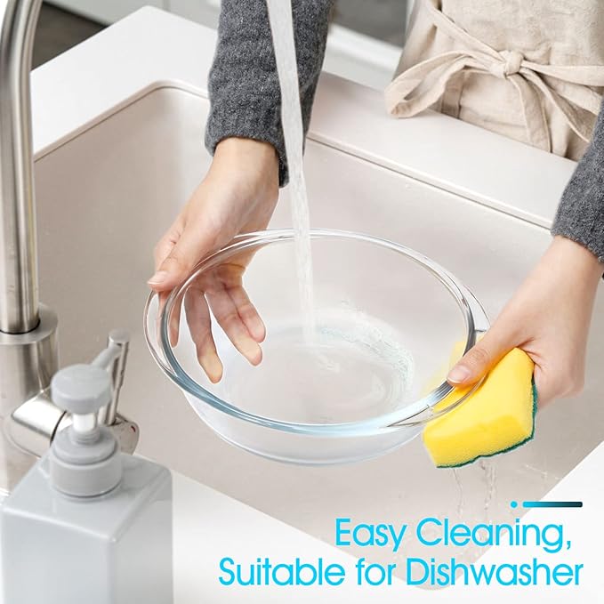 Mini-1 Liter Glass Casserole Dish With Lid, Round Oven Safe Glass Bakeware with Handles