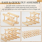 Juexica 12 Bottles Wooden Wine Rack Stackable Modular Storage Racks DIY Assembly Wine Bottle Holder for Inside Cabinet Countertop Cellar Racks(1 Pack)