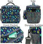 FlowFly Insulated Reusable Lunch Bag Adult Large Lunch Box for Women and Men with Adjustable Shoulder Strap,Front Zipper Pocket and Dual Large Mesh Side Pockets,Cactus