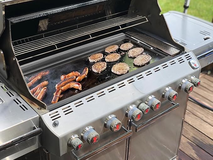 Full Size Griddle Inserts for Weber Summit 600 Series Grills, Flat Top Griddle for Summit E/S 640/650/660/670 Gas Grills with a Smoker Box, Replacement Parts for Weber 67552 Grates