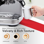 EspressoWorks Barista Pro Series Espresso Machine with Grinder, LCD Display and Steamer - Ready To Go In 60 Sec - 15-Bar Latte and Cappuccino Machine 30-Piece Bundle - Coffee Gifts (Silver)