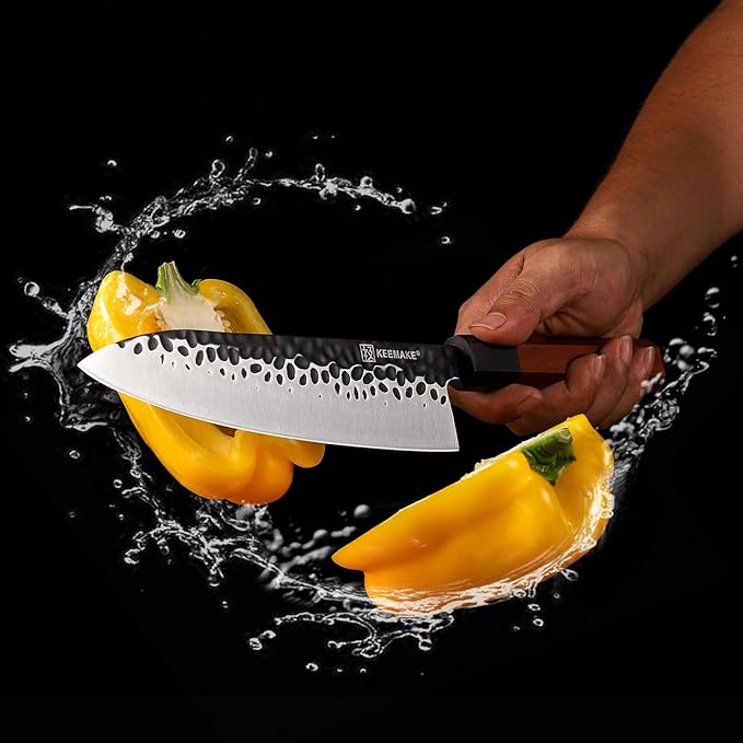 KEEMAKE Kitchen Knife Set 4-pcs - Professioanl Sharp Knife Set with Japanese 440C Stainless Steel Blade with Octagon Rosewood Handle knives Set for Kitchen with G11 Bolster Kitchen Knives